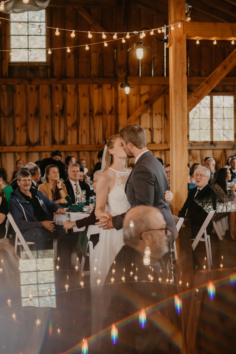 A fun evening wedding reception at the Vineyards of Mary's Meadow in Darlington, Maryland by Britney Clause Photography