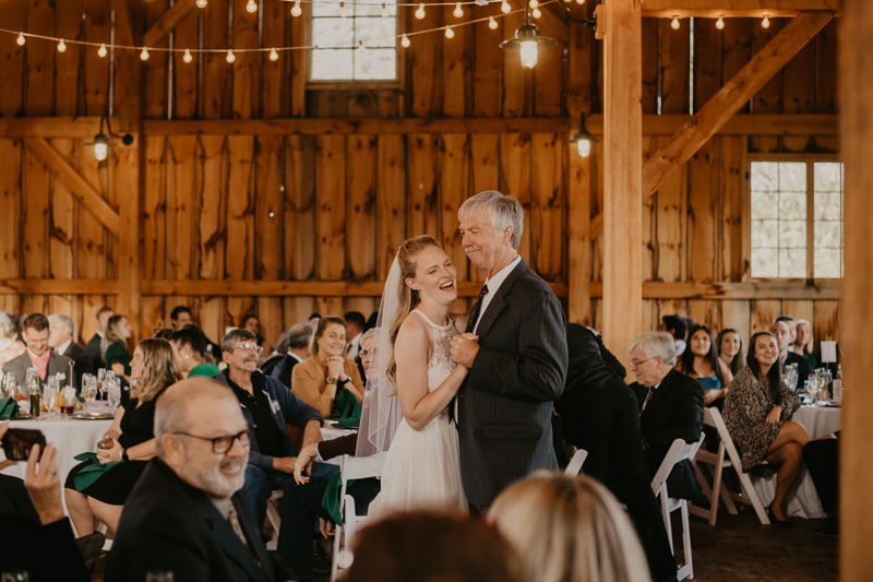 A fun evening wedding reception at the Vineyards of Mary's Meadow in Darlington, Maryland by Britney Clause Photography