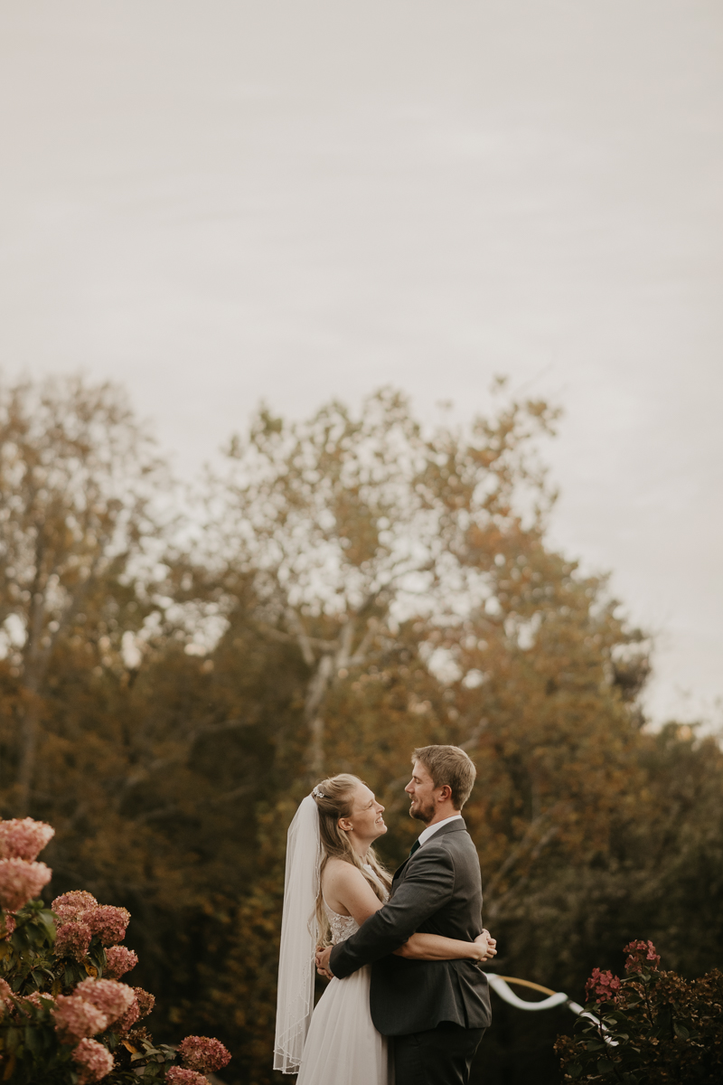 Stunning bride and groom wedding portraits at the Vineyards of Mary's Meadow in Darlington, Maryland by Britney Clause Photography