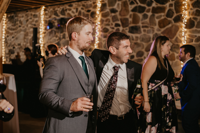 A fun evening wedding reception at the Vineyards of Mary's Meadow in Darlington, Maryland by Britney Clause Photography