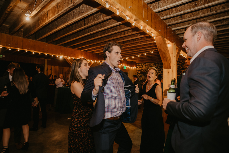 A fun evening wedding reception at the Vineyards of Mary's Meadow in Darlington, Maryland by Britney Clause Photography