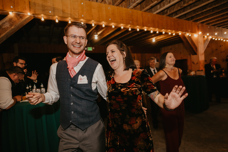 A fun evening wedding reception at the Vineyards of Mary's Meadow in Darlington, Maryland by Britney Clause Photography