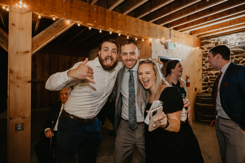 A fun evening wedding reception at the Vineyards of Mary's Meadow in Darlington, Maryland by Britney Clause Photography