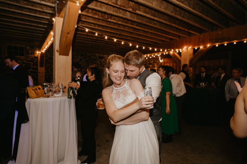 A fun evening wedding reception at the Vineyards of Mary's Meadow in Darlington, Maryland by Britney Clause Photography