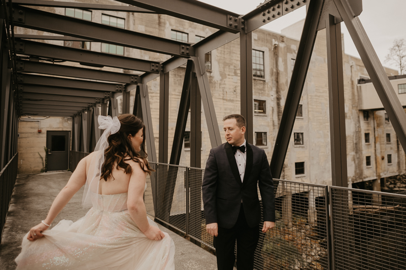 Stunning bride and groom wedding portraits at the Heron Room in Baltimore, Maryland by Britney Clause Photography