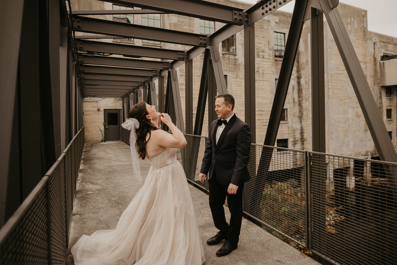 Stunning bride and groom wedding portraits at the Heron Room in Baltimore, Maryland by Britney Clause Photography