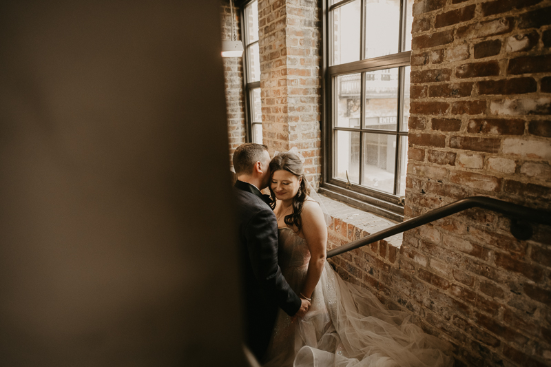 Stunning bride and groom wedding portraits at the Heron Room in Baltimore, Maryland by Britney Clause Photography