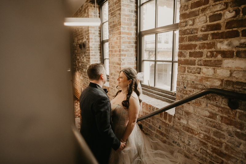 Stunning bride and groom wedding portraits at the Heron Room in Baltimore, Maryland by Britney Clause Photography