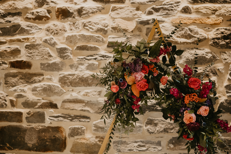 Amazing industrial wedding ceremony florals by Willow Oak Farm at the Heron Room in Baltimore, Maryland by Britney Clause Photography