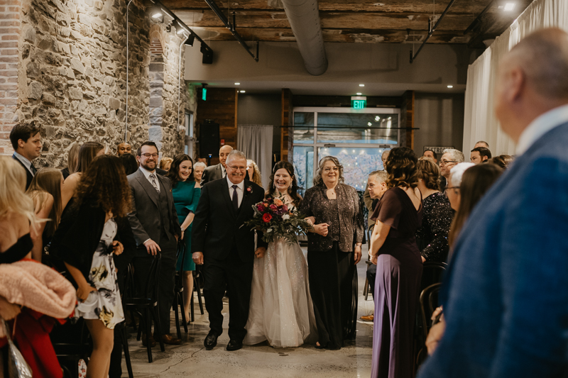Amazing industrial wedding ceremony at the Heron Room in Baltimore, Maryland by Britney Clause Photography