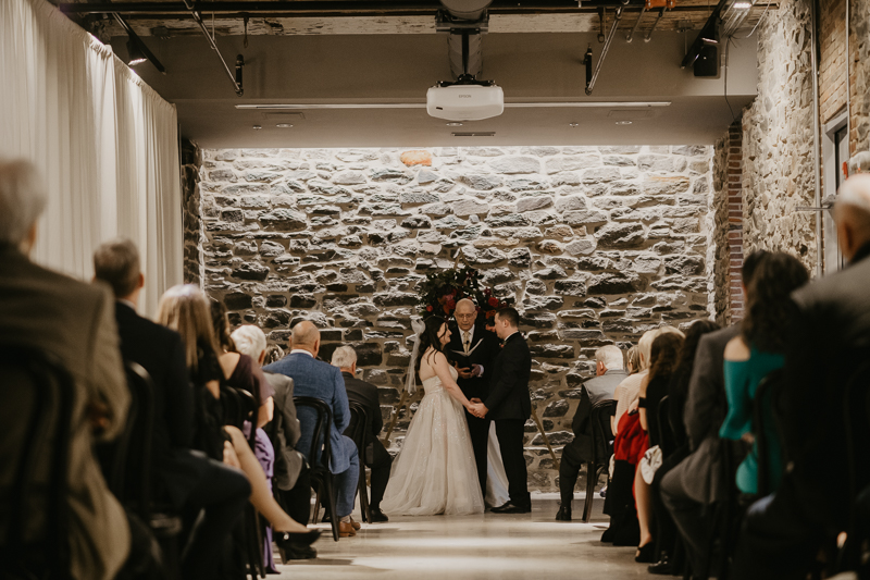 Amazing industrial wedding ceremony at the Heron Room in Baltimore, Maryland by Britney Clause Photography