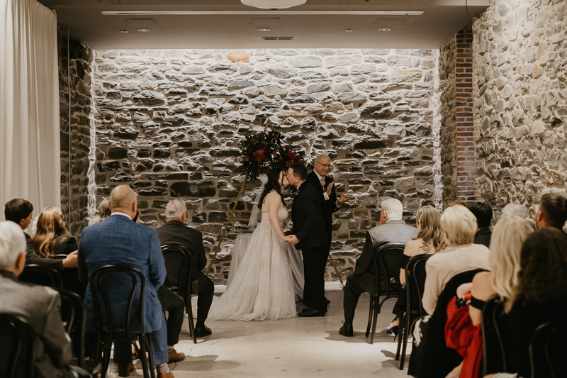 Amazing industrial wedding ceremony at the Heron Room in Baltimore, Maryland by Britney Clause Photography