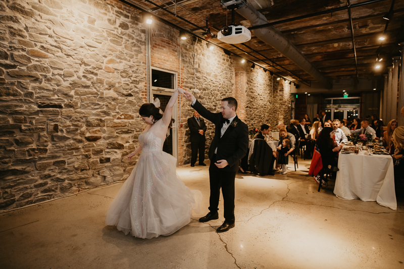 A fun evening wedding reception at the Heron Room in Baltimore, Maryland by Britney Clause Photography