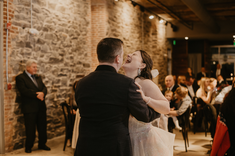 A fun evening wedding reception at the Heron Room in Baltimore, Maryland by Britney Clause Photography