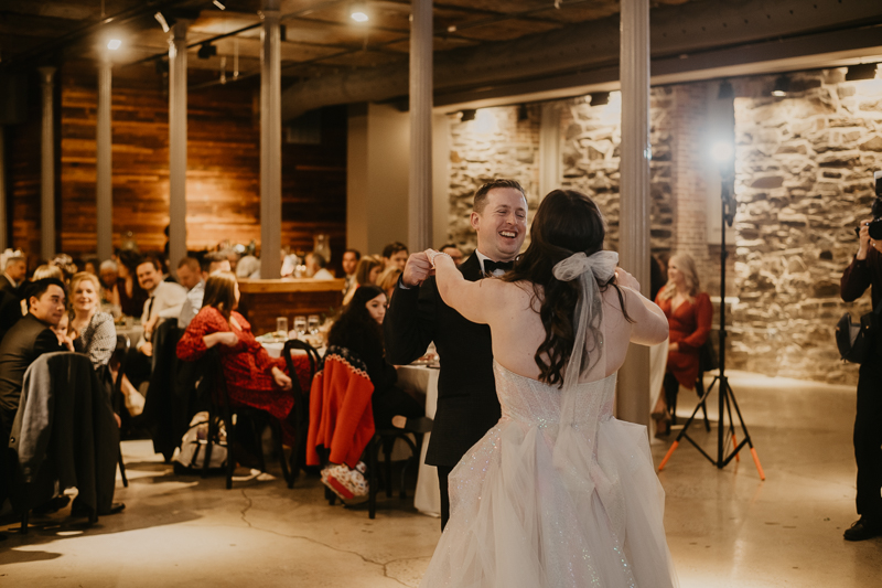 A fun evening wedding reception at the Heron Room in Baltimore, Maryland by Britney Clause Photography