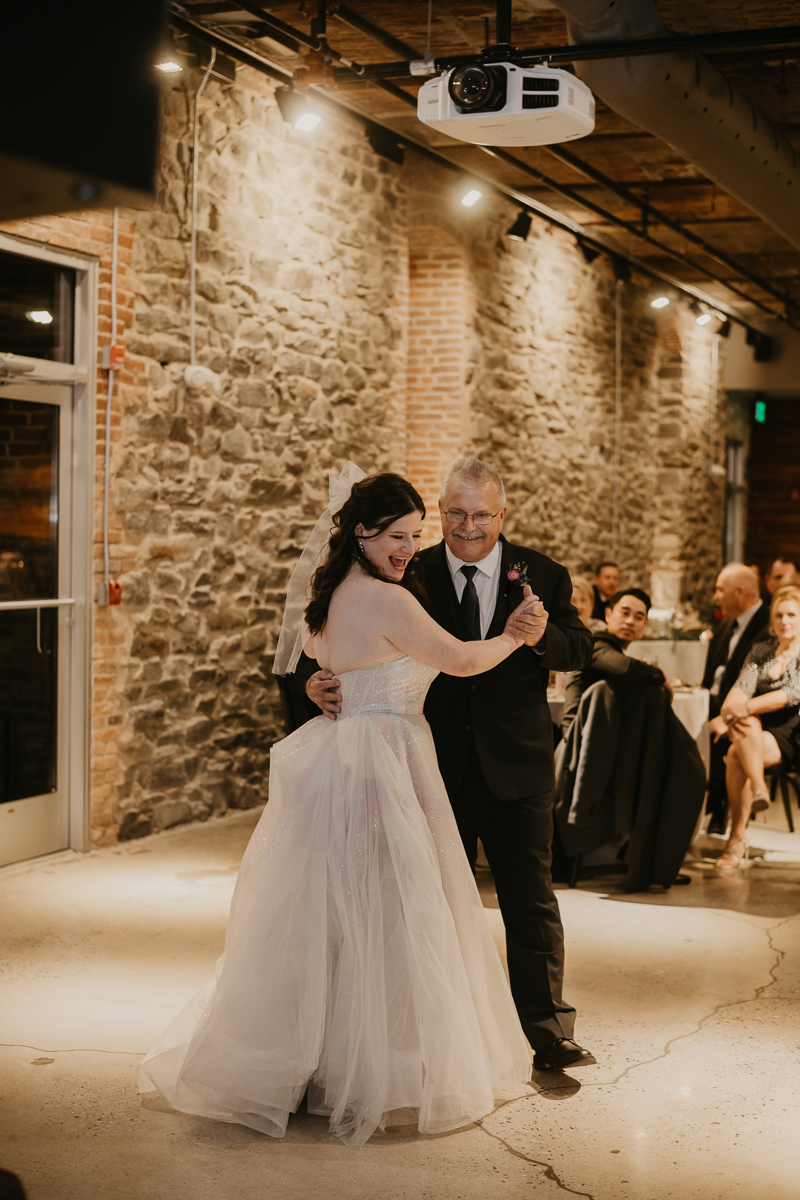 A fun evening wedding reception at the Heron Room in Baltimore, Maryland by Britney Clause Photography