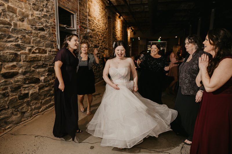 A fun evening wedding reception at the Heron Room in Baltimore, Maryland by Britney Clause Photography