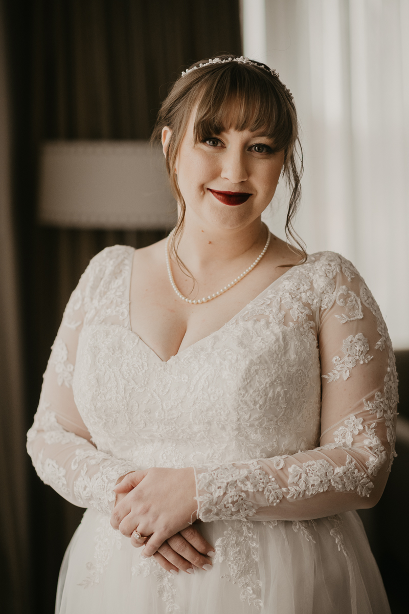 Beautiful bridal hair and makeup by Brushed Beauty for a Mt. Washington Mill Dye House in Baltimore, Maryland by Britney Clause Photography