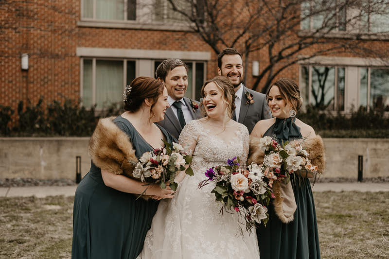 Beautiful bridal party portraits at the Mt. Washington Mill Dye House in Baltimore, Maryland by Britney Clause Photography