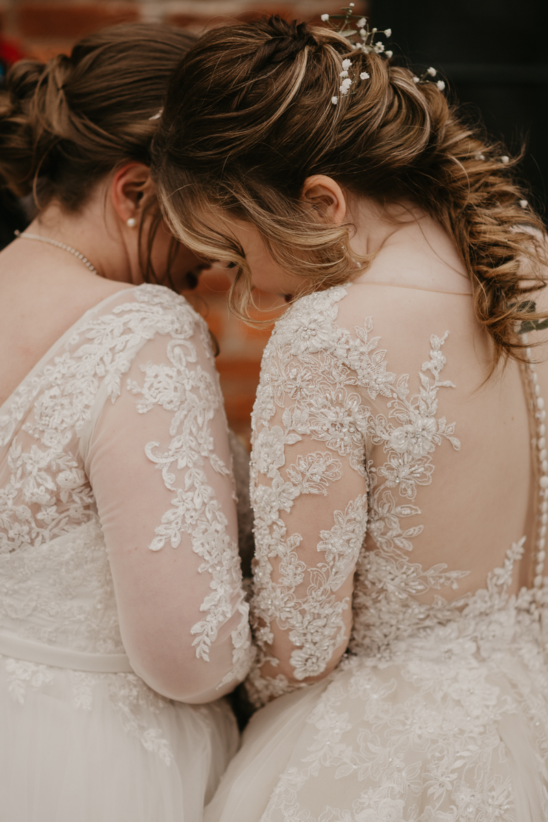 Beautiful bridal hair and makeup by Brushed Beauty for a Mt. Washington Mill Dye House in Baltimore, Maryland by Britney Clause Photography