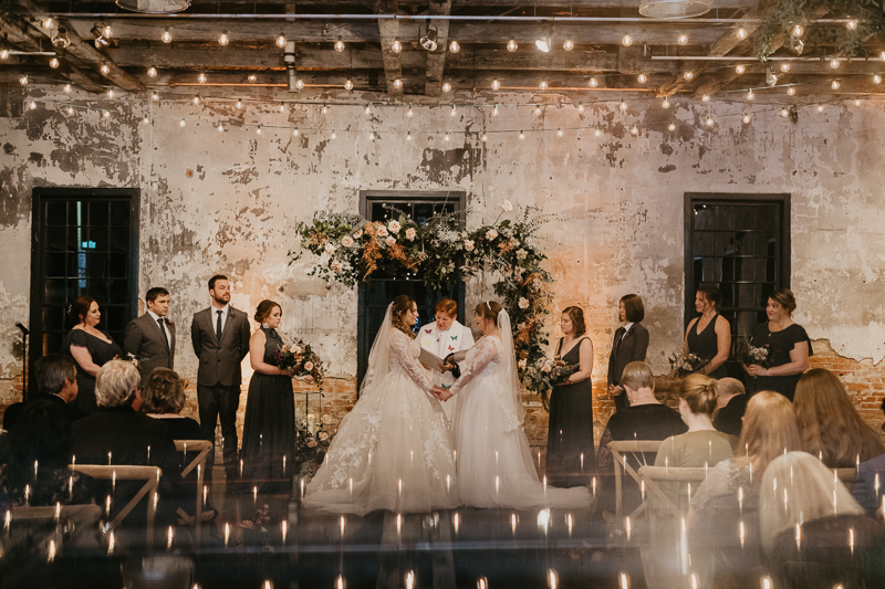 Amazing industrial wedding ceremony at the Mt. Washington Mill Dye House in Baltimore, Maryland by Britney Clause Photography