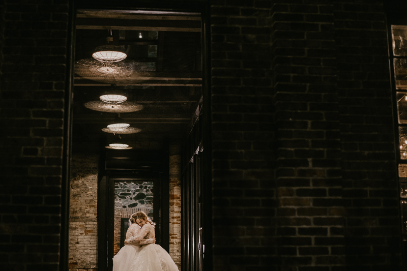 Stunning bride and bride wedding portraits at the Mt. Washington Mill Dye House in Baltimore, Maryland by Britney Clause Photography