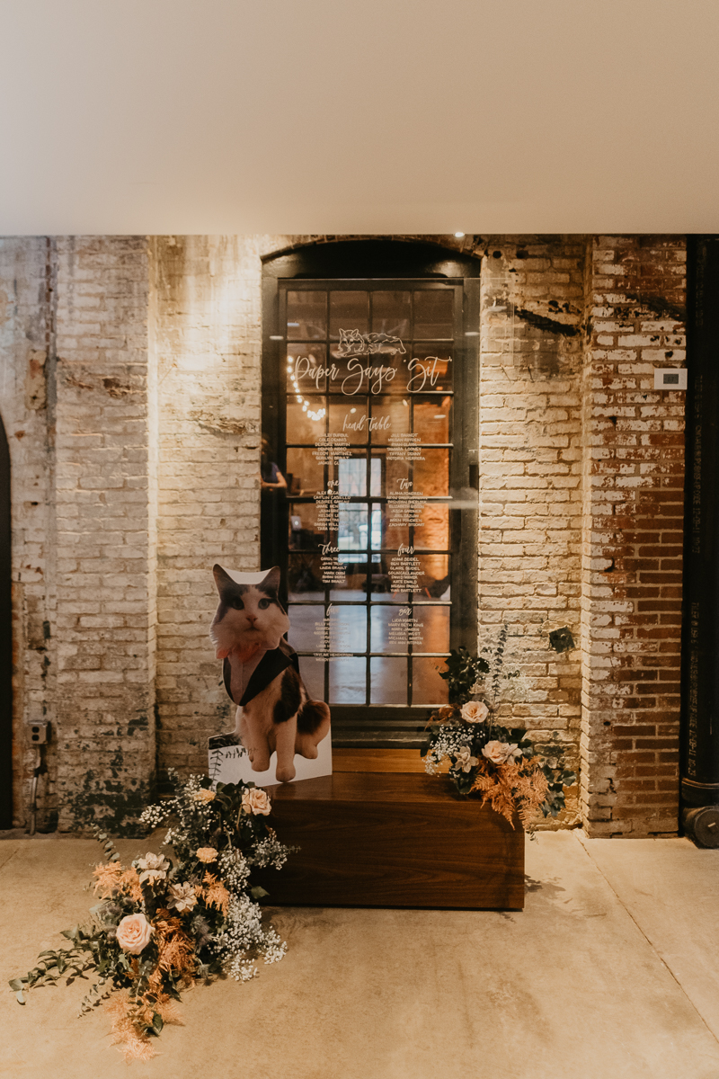 Magical wedding reception decor by Steel Cut Flower Co., Linwoods Catering, and Celebrations LLC at the Mt. Washington Mill Dye House in Baltimore, Maryland by Britney Clause Photography