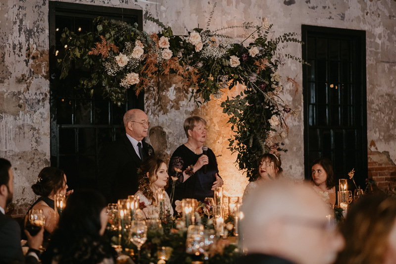 Magical wedding reception at the Mt. Washington Mill Dye House in Baltimore, Maryland by Britney Clause Photography