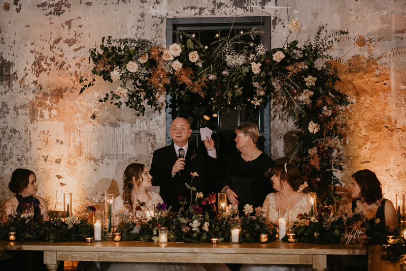 Magical wedding reception at the Mt. Washington Mill Dye House in Baltimore, Maryland by Britney Clause Photography