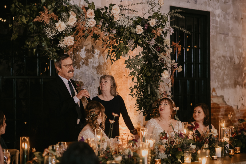 Magical wedding reception at the Mt. Washington Mill Dye House in Baltimore, Maryland by Britney Clause Photography