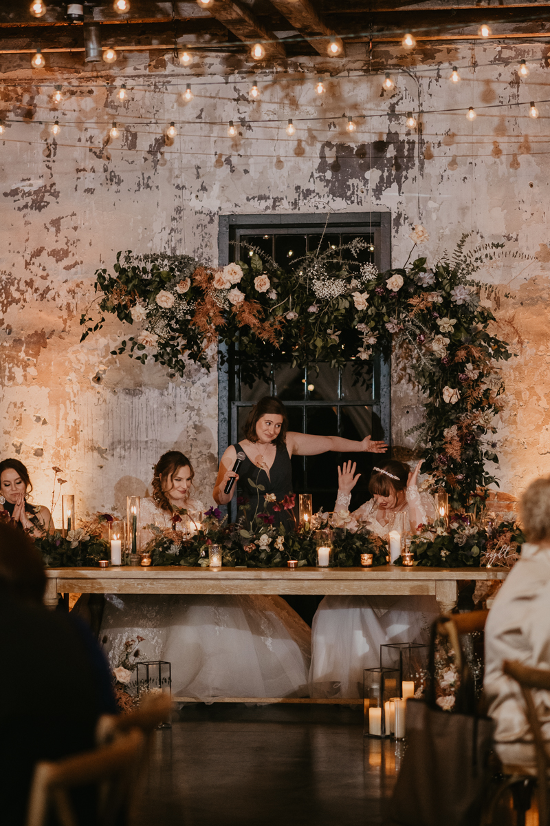 Magical wedding reception at the Mt. Washington Mill Dye House in Baltimore, Maryland by Britney Clause Photography