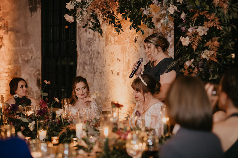 Magical wedding reception at the Mt. Washington Mill Dye House in Baltimore, Maryland by Britney Clause Photography