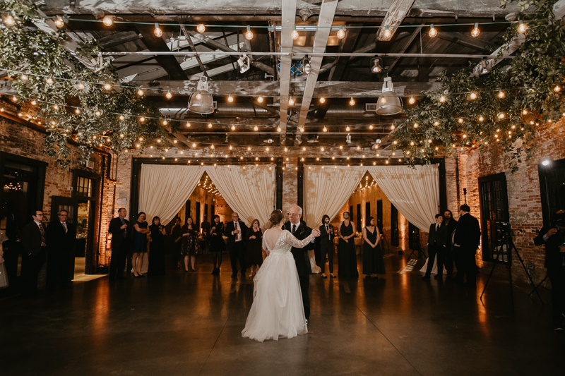 Magical wedding reception at the Mt. Washington Mill Dye House in Baltimore, Maryland by Britney Clause Photography