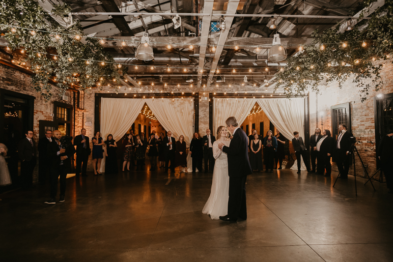 Magical wedding reception at the Mt. Washington Mill Dye House in Baltimore, Maryland by Britney Clause Photography