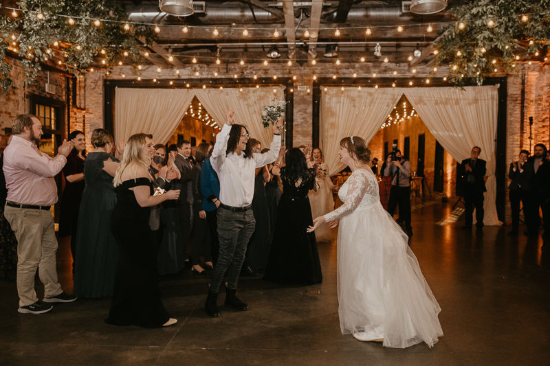 Magical wedding reception at the Mt. Washington Mill Dye House in Baltimore, Maryland by Britney Clause Photography