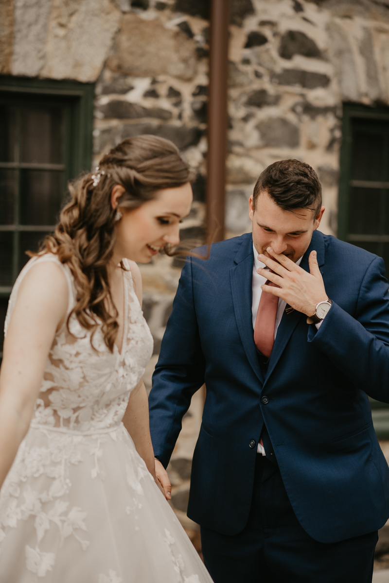 Stunning bride and groom wedding portraits at the Mt. Washington Mill Dye House in Baltimore, Maryland by Britney Clause Photography