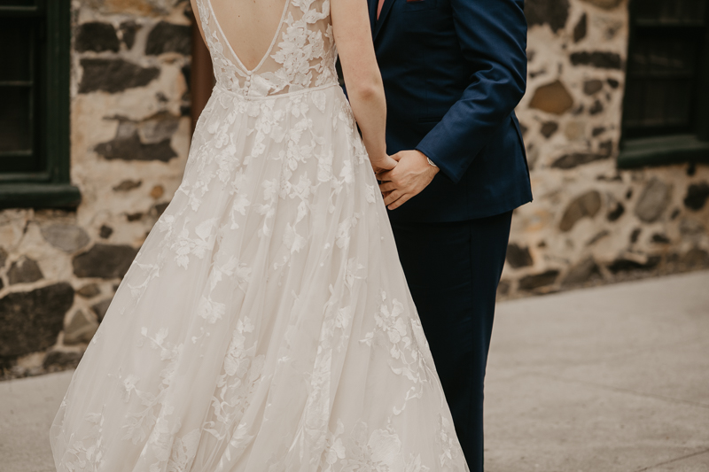 Stunning bride and groom wedding portraits at the Mt. Washington Mill Dye House in Baltimore, Maryland by Britney Clause Photography