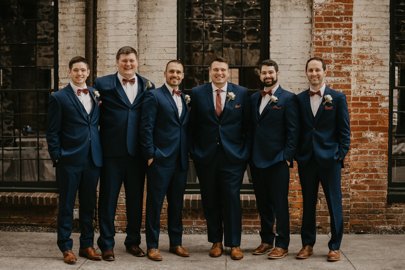 Beautiful bridal party portraits at the Mt. Washington Mill Dye House in Baltimore, Maryland by Britney Clause Photography