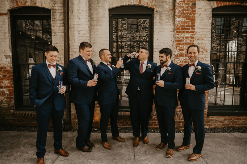 Beautiful bridal party portraits at the Mt. Washington Mill Dye House in Baltimore, Maryland by Britney Clause Photography