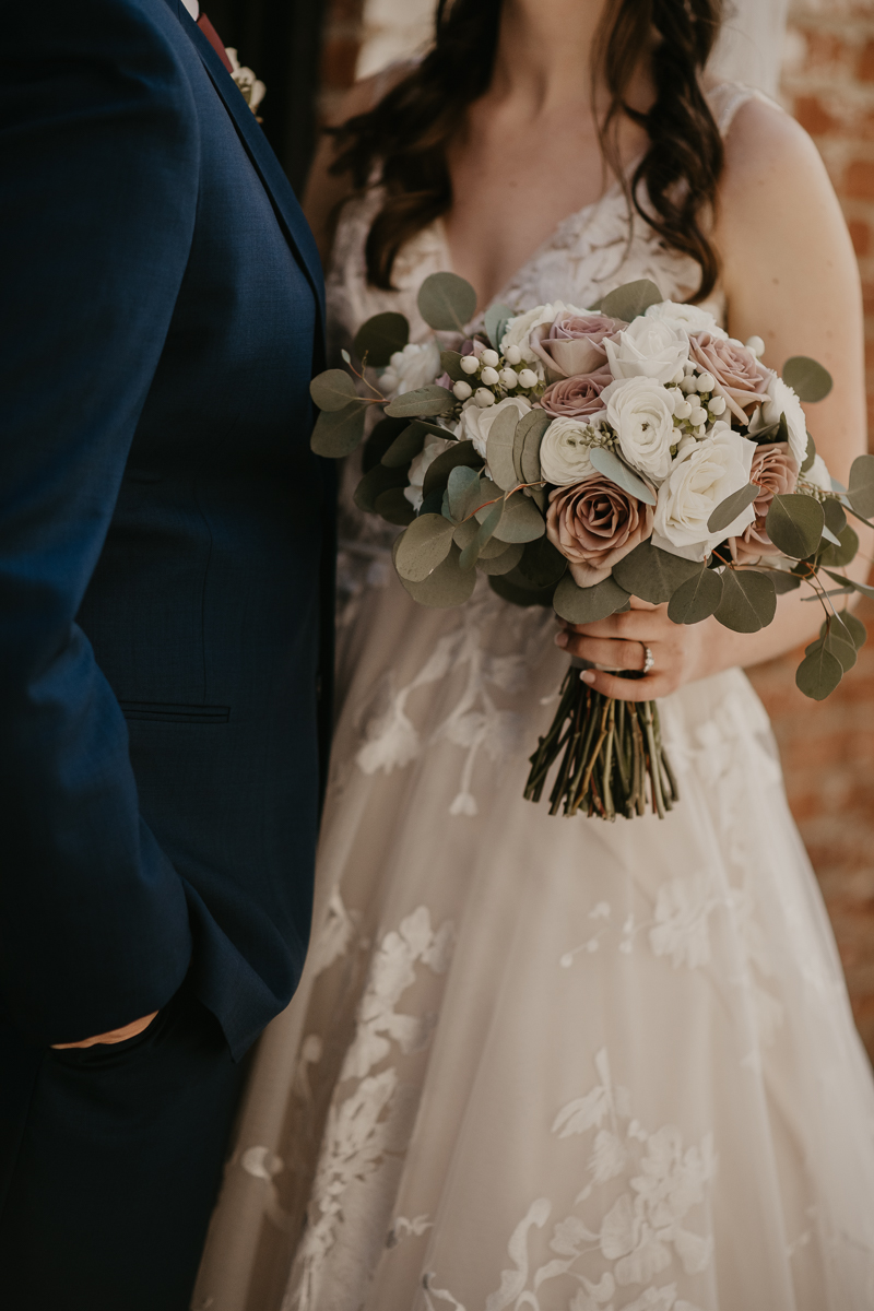 Gorgeous bridal bouquet from Scentsational Florals at the Mt. Washington Mill Dye House in Baltimore, Maryland by Britney Clause Photography