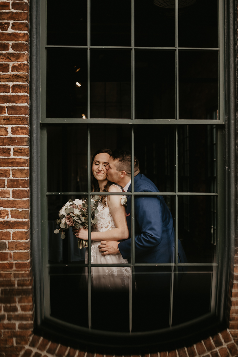 Stunning bride and groom wedding portraits at the Mt. Washington Mill Dye House in Baltimore, Maryland by Britney Clause Photography