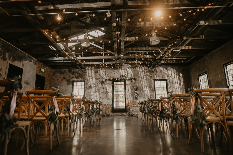 Amazing wedding ceremony florals by Scentsational Florals at the Mt. Washington Mill Dye House in Baltimore, Maryland by Britney Clause Photography