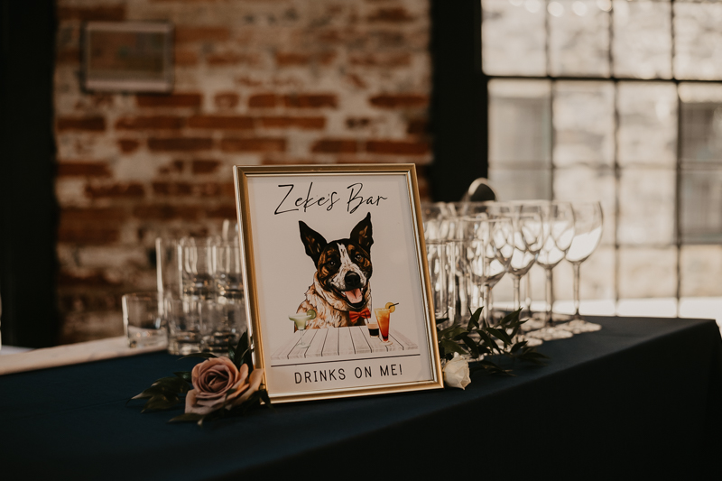 Magical wedding reception decor by Scentsational Florals, Linwoods Catering, and 1423 Events at the Mt. Washington Mill Dye House in Baltimore, Maryland by Britney Clause Photography