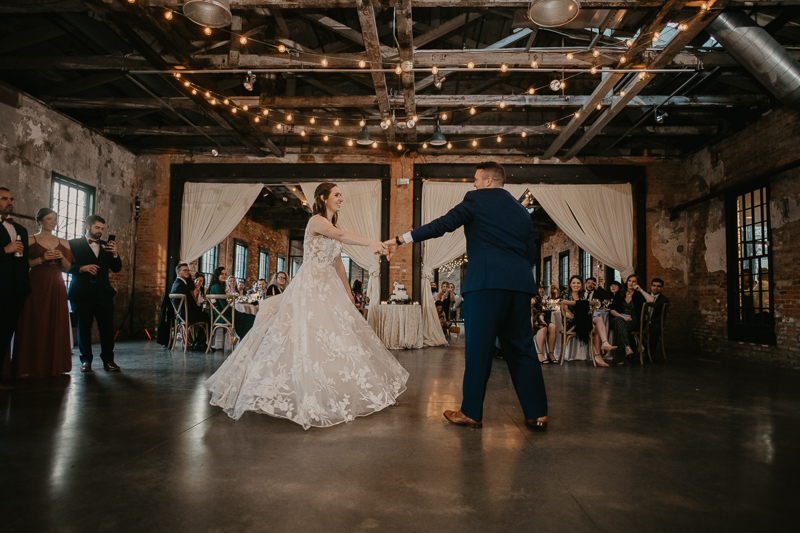 Magical wedding reception at the Mt. Washington Mill Dye House in Baltimore, Maryland by Britney Clause Photography