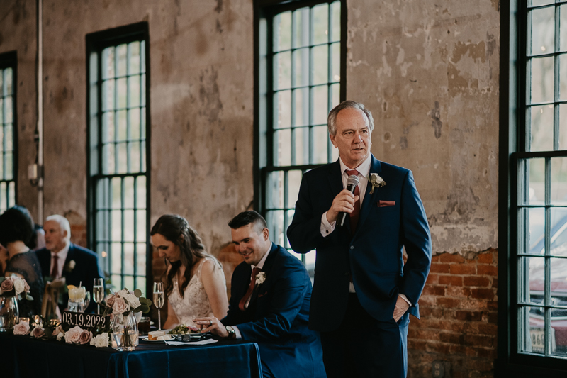 Magical wedding reception at the Mt. Washington Mill Dye House in Baltimore, Maryland by Britney Clause Photography