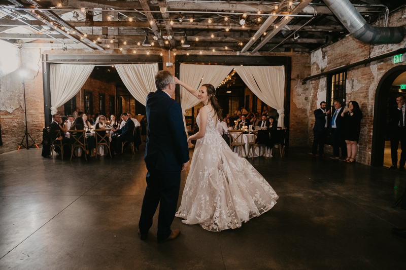 Magical wedding reception at the Mt. Washington Mill Dye House in Baltimore, Maryland by Britney Clause Photography