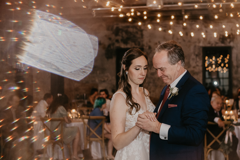 Magical wedding reception at the Mt. Washington Mill Dye House in Baltimore, Maryland by Britney Clause Photography