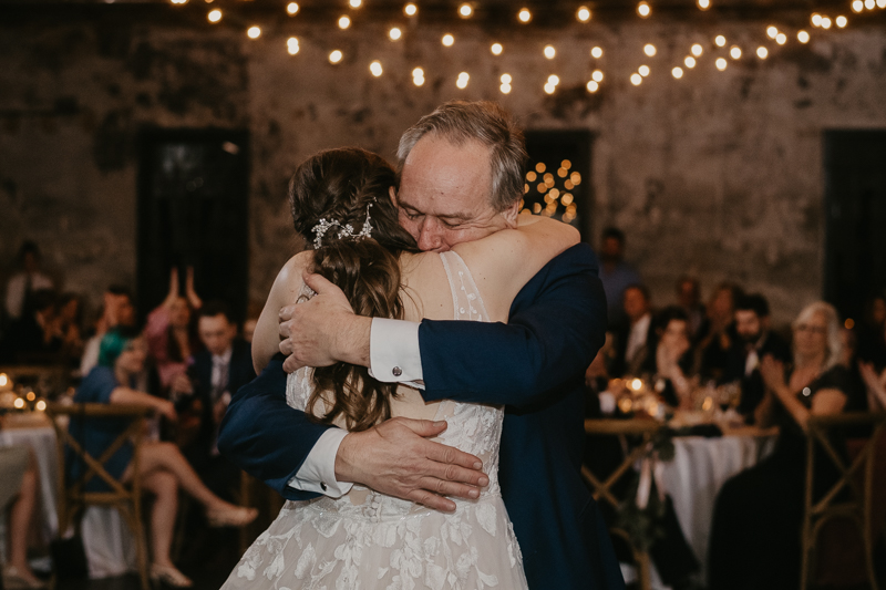 Magical wedding reception at the Mt. Washington Mill Dye House in Baltimore, Maryland by Britney Clause Photography