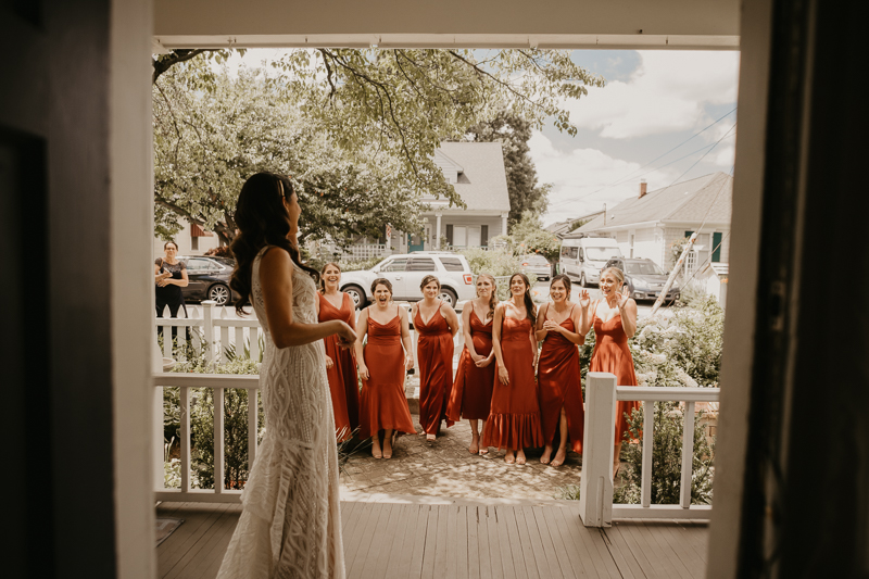 A bride getting ready at a private residence for an Annapolis Waterfront Hotel Wedding in Annapolis, Maryland by Britney Clause Photography