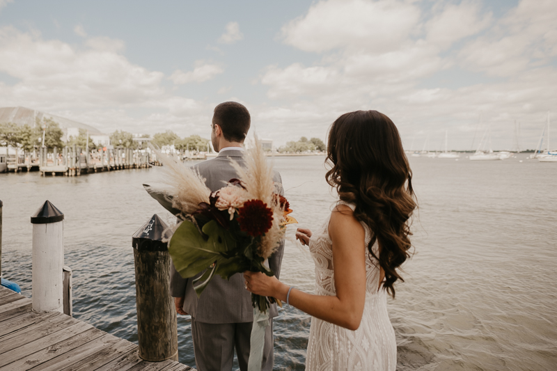 Stunning bride and groom wedding portraits at the Annapolis Waterfront Hotel in Annapolis, Maryland by Britney Clause Photography